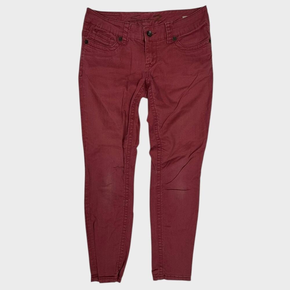 Seven7 Size 6 Skinny Denim Jeans Burgundy Maroon Stretch